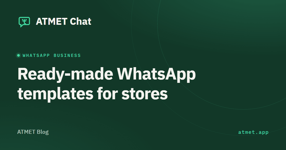 Ready-made message templates: order confirmation, shipping, cart and review